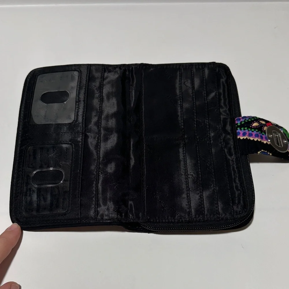 Vera Bradley Turnlock Wallet – Kiev Paisley Black Multicolor Floral - Picture 4 of 5
